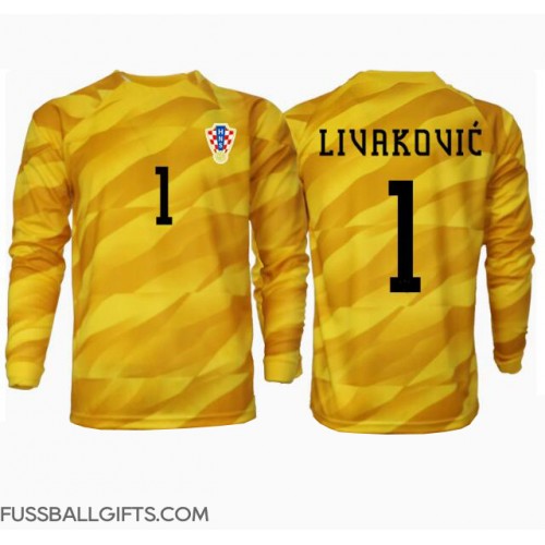 Kroatien Dominik Livakovic #1 Torwart Fußballbekleidung Heimtrikot EM 2024 Langarm